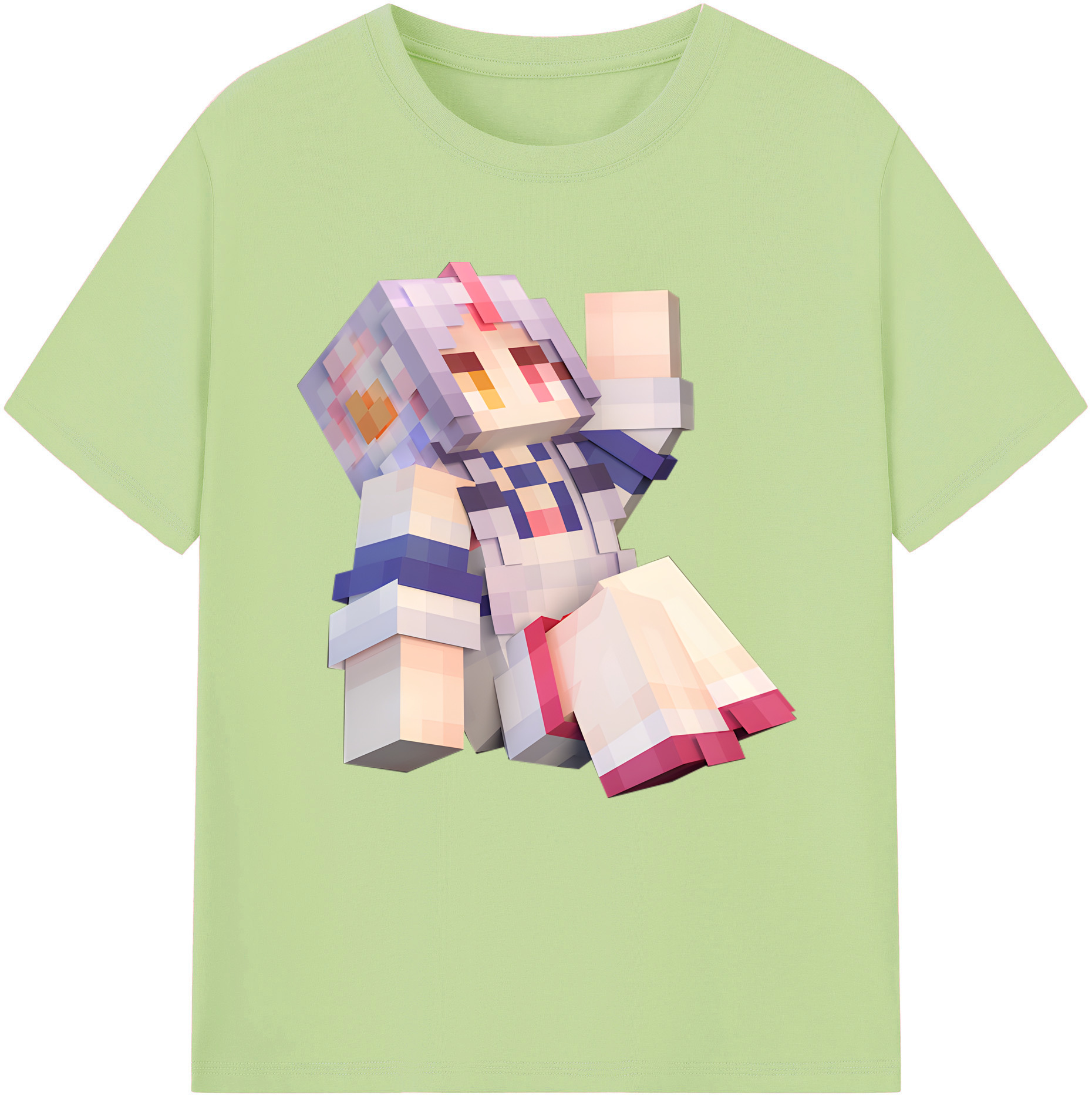 （画像用） マインクラフト ブロックの世界 Minecraft MC Block world 綿100％半袖Tシャツ（フロントプリント）